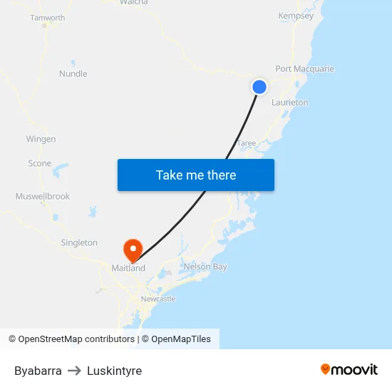 Byabarra to Luskintyre map