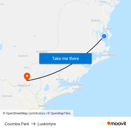 Coomba Park to Luskintyre map