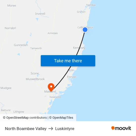 North Boambee Valley to Luskintyre map