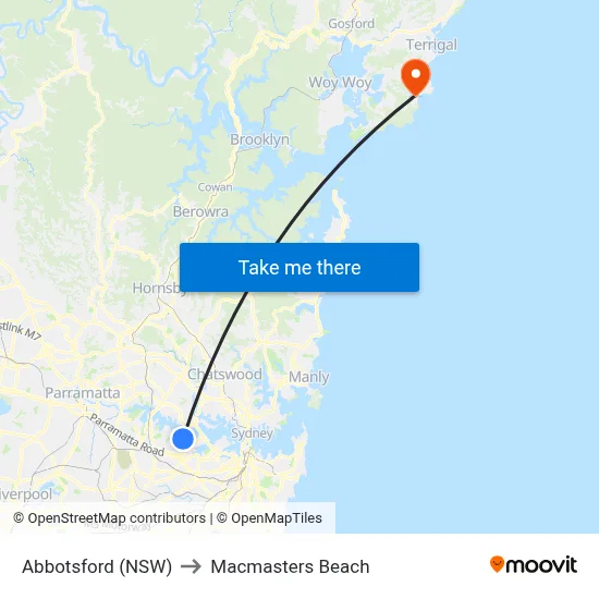 Abbotsford (NSW) to Macmasters Beach map