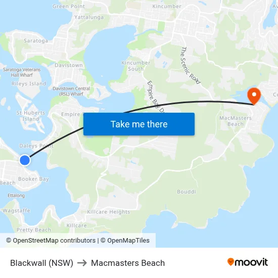 Blackwall (NSW) to Macmasters Beach map