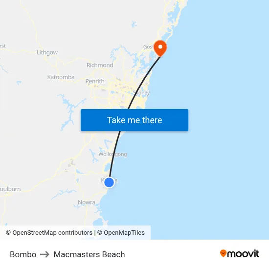 Bombo to Macmasters Beach map