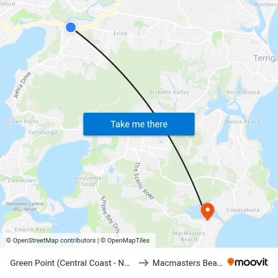 Green Point (Central Coast - NSW) to Macmasters Beach map