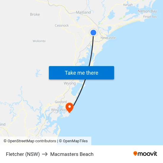 Fletcher (NSW) to Macmasters Beach map