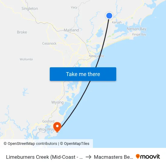 Limeburners Creek (Mid-Coast - NSW) to Macmasters Beach map