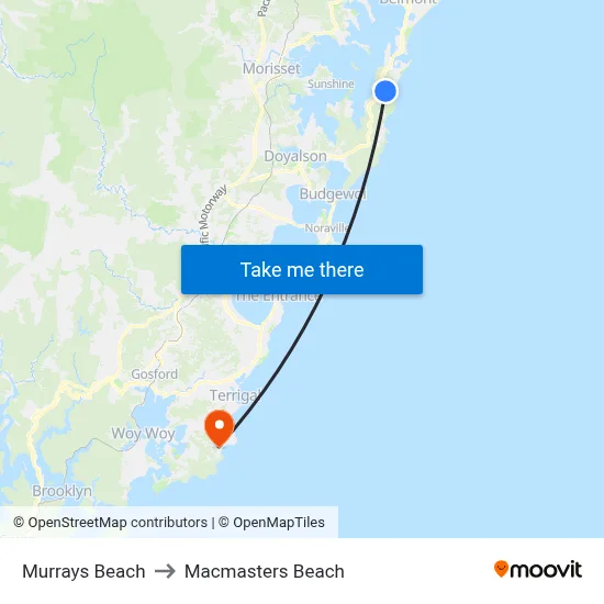 Murrays Beach to Macmasters Beach map