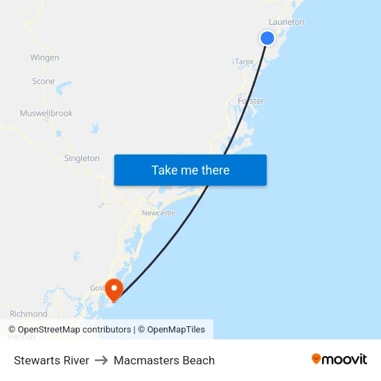 Stewarts River to Macmasters Beach map