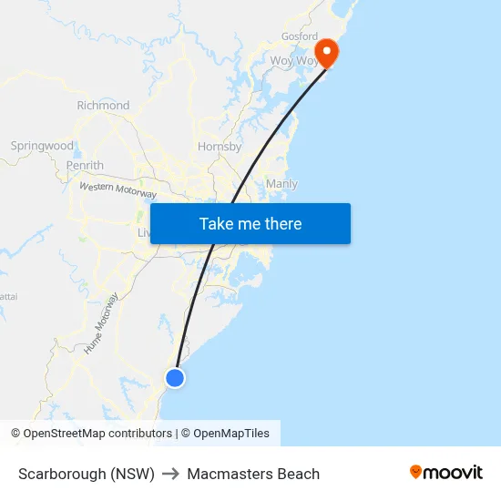 Scarborough (NSW) to Macmasters Beach map