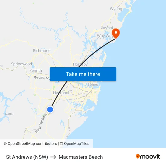 St Andrews (NSW) to Macmasters Beach map
