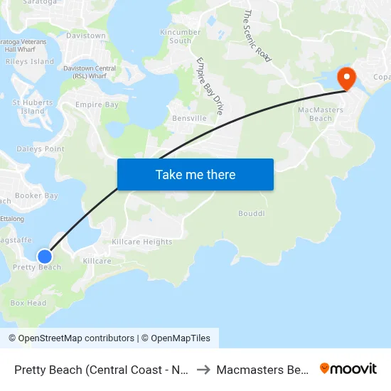 Pretty Beach (Central Coast - NSW) to Macmasters Beach map