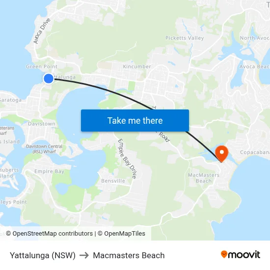Yattalunga (NSW) to Macmasters Beach map
