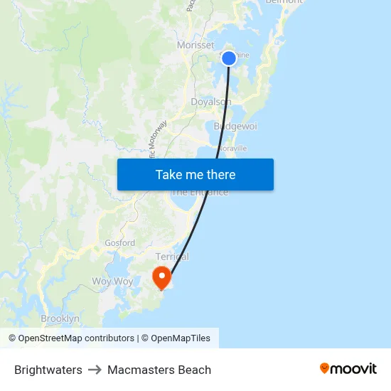 Brightwaters to Macmasters Beach map