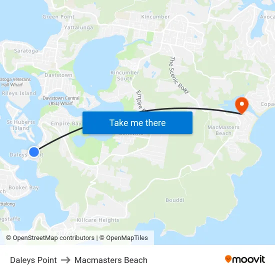 Daleys Point to Macmasters Beach map