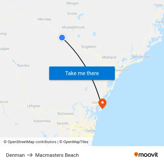 Denman to Macmasters Beach map