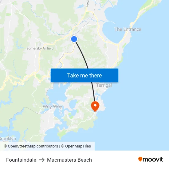 Fountaindale to Macmasters Beach map