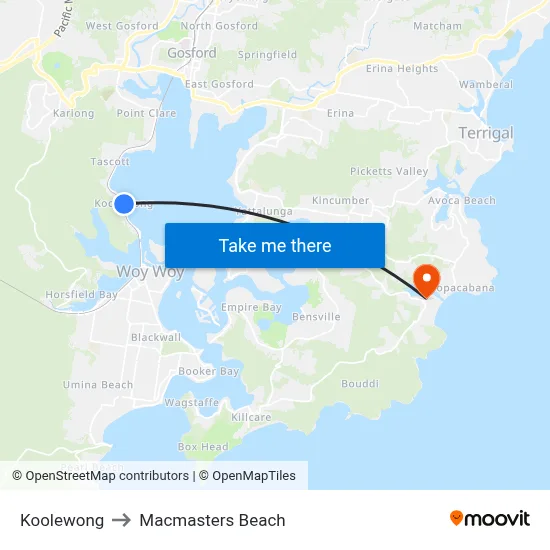Koolewong to Macmasters Beach map