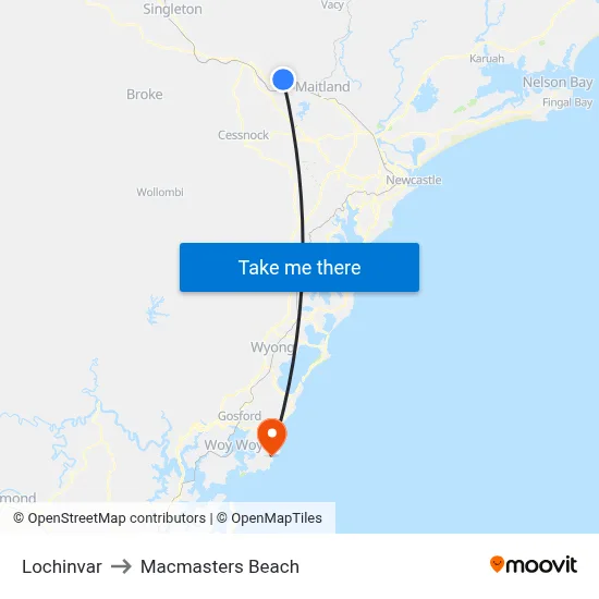 Lochinvar to Macmasters Beach map