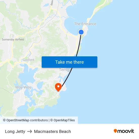 Long Jetty to Macmasters Beach map