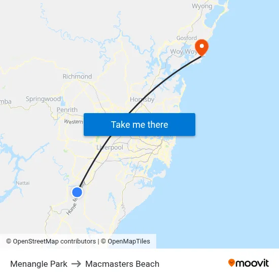Menangle Park to Macmasters Beach map