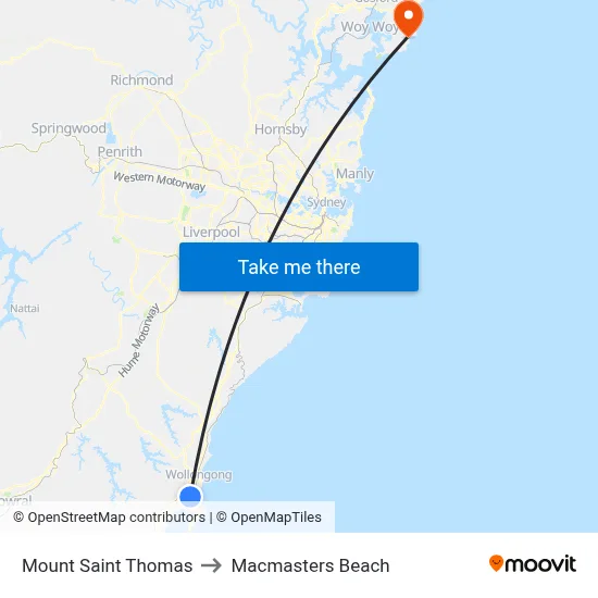 Mount Saint Thomas to Macmasters Beach map
