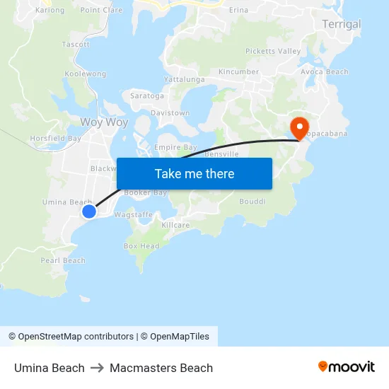 Umina Beach to Macmasters Beach map