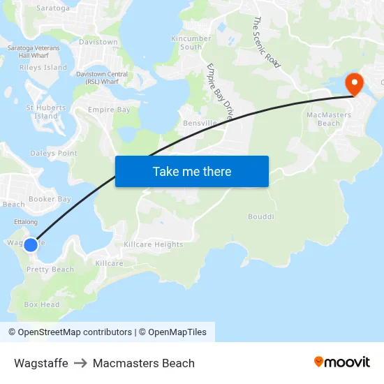 Wagstaffe to Macmasters Beach map