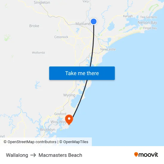 Wallalong to Macmasters Beach map