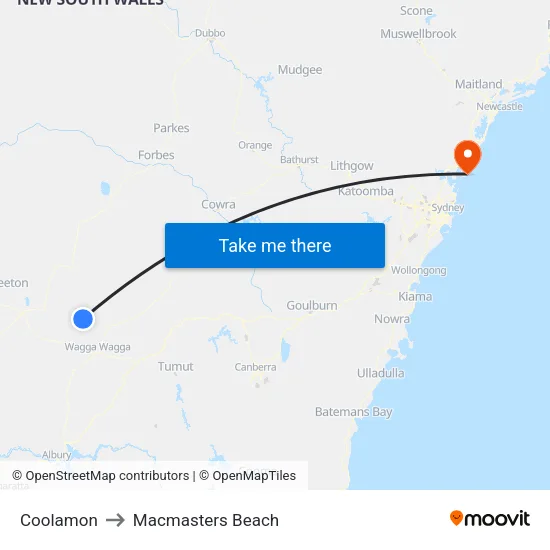 Coolamon to Macmasters Beach map