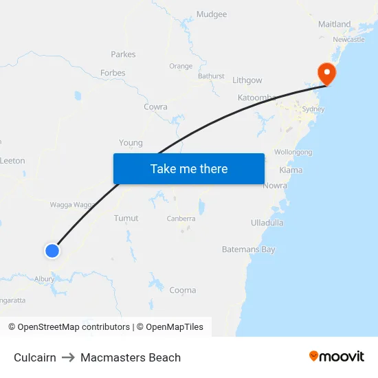 Culcairn to Macmasters Beach map