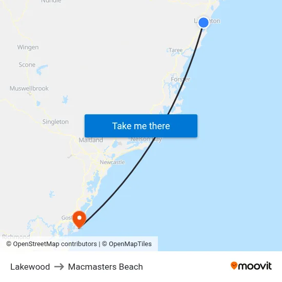Lakewood to Macmasters Beach map