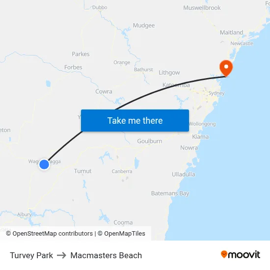 Turvey Park to Macmasters Beach map