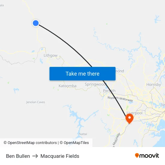 Ben Bullen to Macquarie Fields map