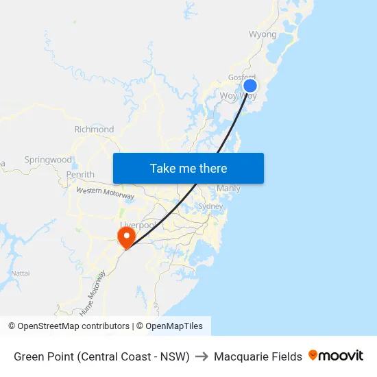 Green Point (Central Coast - NSW) to Macquarie Fields map