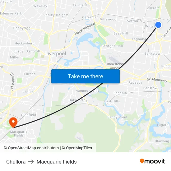 Chullora to Macquarie Fields map