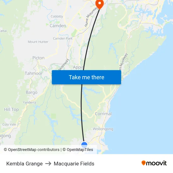 Kembla Grange to Macquarie Fields map