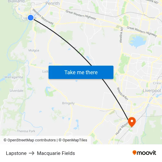 Lapstone to Macquarie Fields map