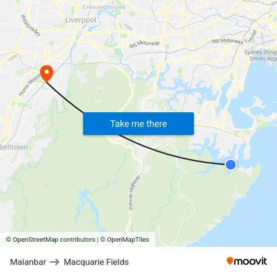 Maianbar to Macquarie Fields map