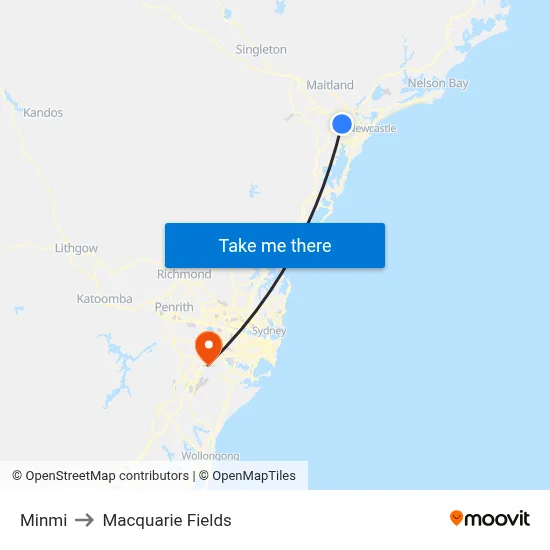 Minmi to Macquarie Fields map