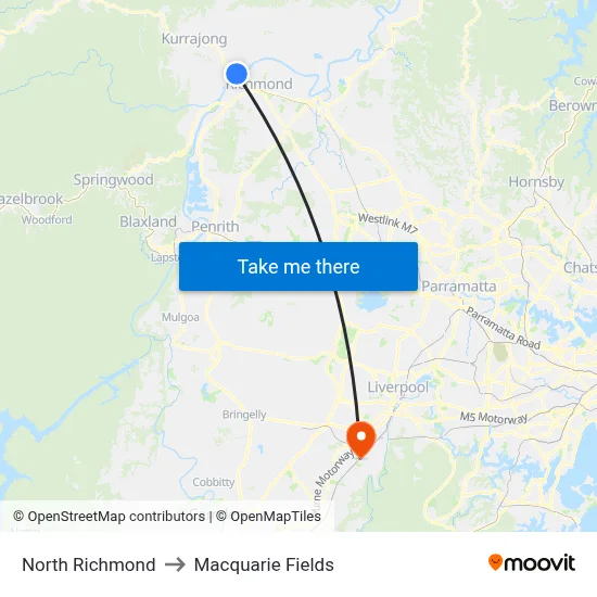 North Richmond to Macquarie Fields map