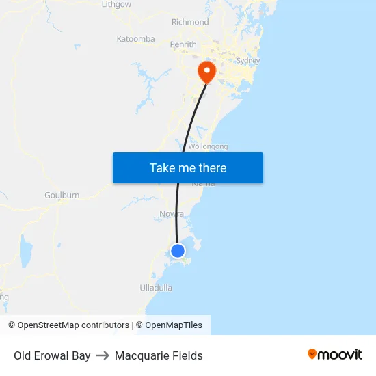 Old Erowal Bay to Macquarie Fields map