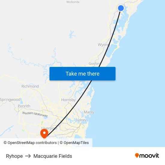 Ryhope to Macquarie Fields map