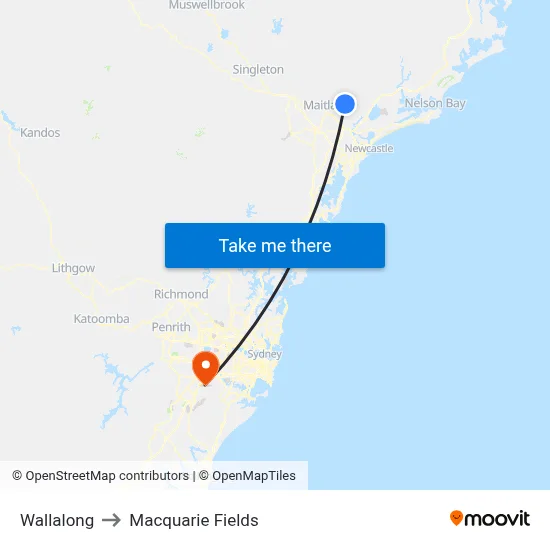 Wallalong to Macquarie Fields map