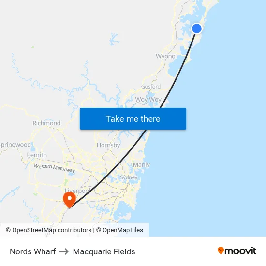 Nords Wharf to Macquarie Fields map