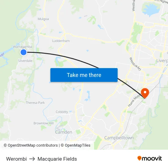 Werombi to Macquarie Fields map
