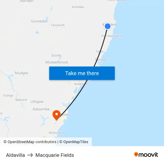 Aldavilla to Macquarie Fields map
