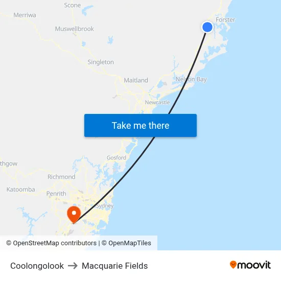 Coolongolook to Macquarie Fields map