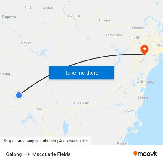Galong to Macquarie Fields map