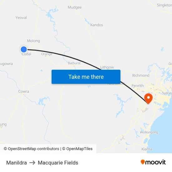 Manildra to Macquarie Fields map