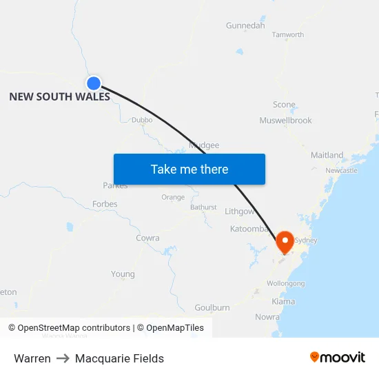 Warren to Macquarie Fields map