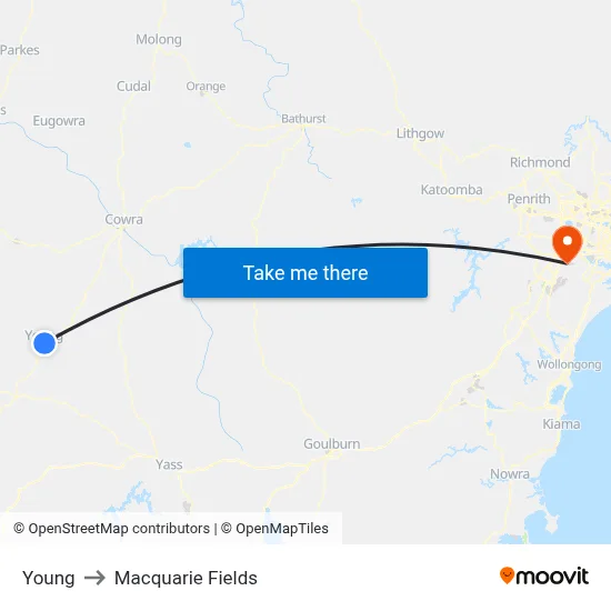 Young to Macquarie Fields map